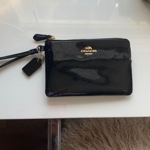 Black patent leather Coach wristlet